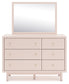 Wistenpine Full Upholstered Panel Bed with Mirrored Dresser