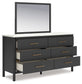 Cadmori Queen Upholstered Bed with Mirrored Dresser, Chest and 2 Nightstands